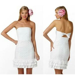 Lilly Pulitzer Franco Petal Pusher Ruffle Strapless Bandeau Mini Dress Wedding
